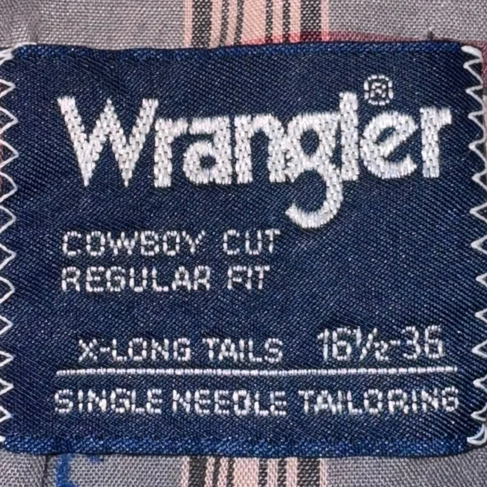 Wrangler Men’s Cowboy Cut Western Shirt Red Gray Plaid X-Long Tails 16.5x36